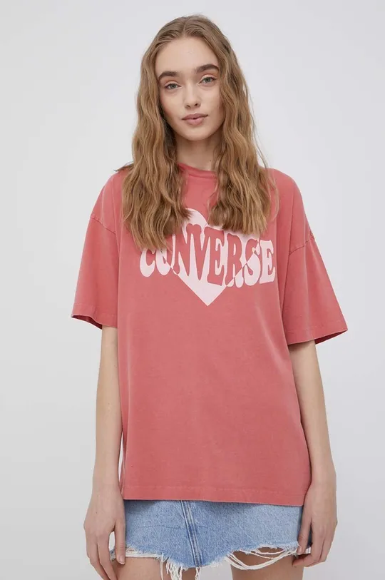 πορτοκαλί Βαμβακερό μπλουζάκι Converse Γυναικεία