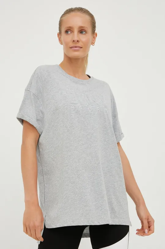 Βαμβακερό μπλουζάκι DKNY γκρί