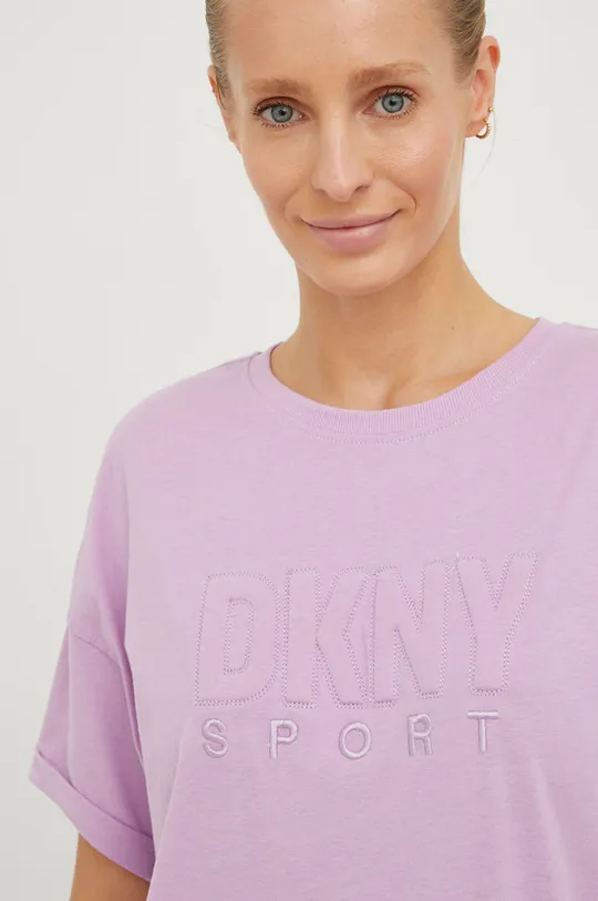 μωβ Βαμβακερό μπλουζάκι DKNY