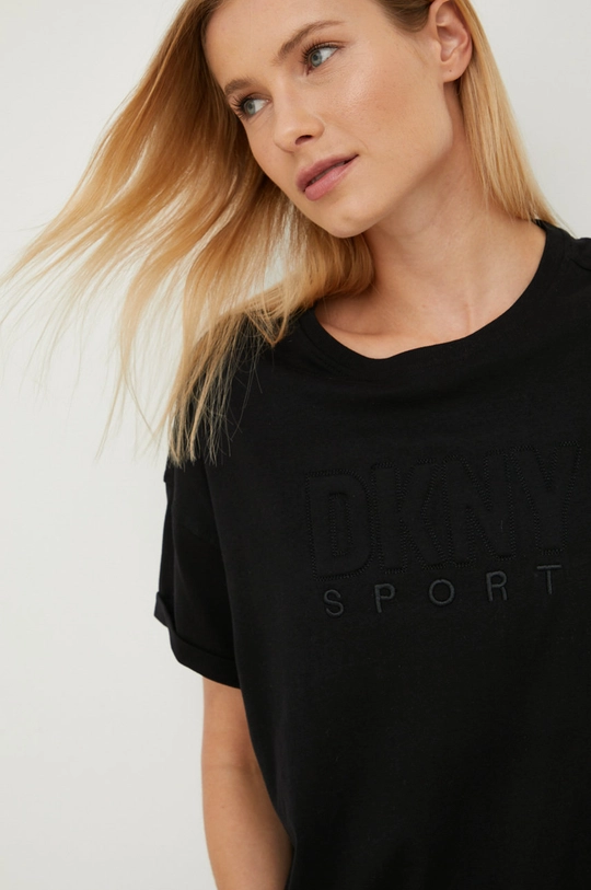 чёрный Хлопковая футболка Dkny