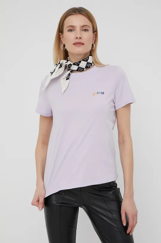 Bavlnené tričko Vila fialová