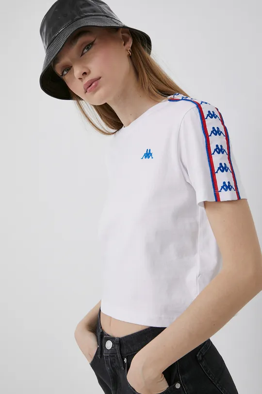 λευκό Βαμβακερό μπλουζάκι Kappa Γυναικεία