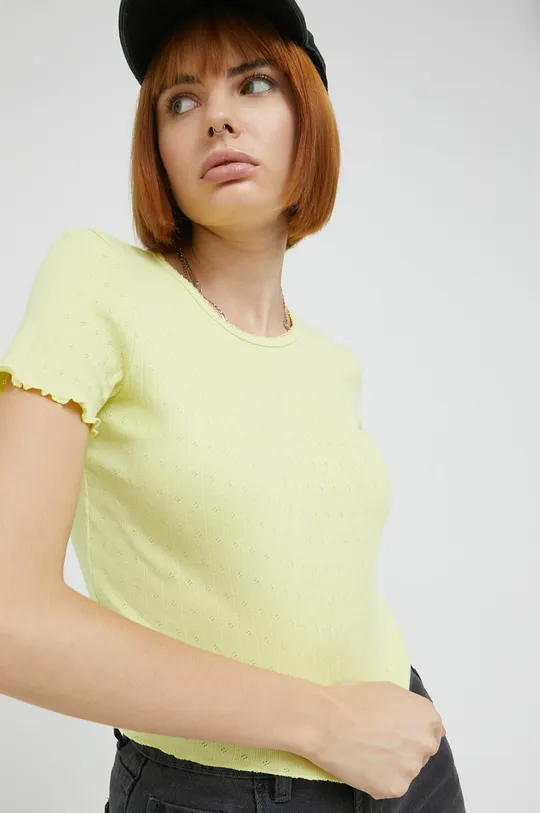 κίτρινο Βαμβακερό μπλουζάκι Brave Soul Γυναικεία