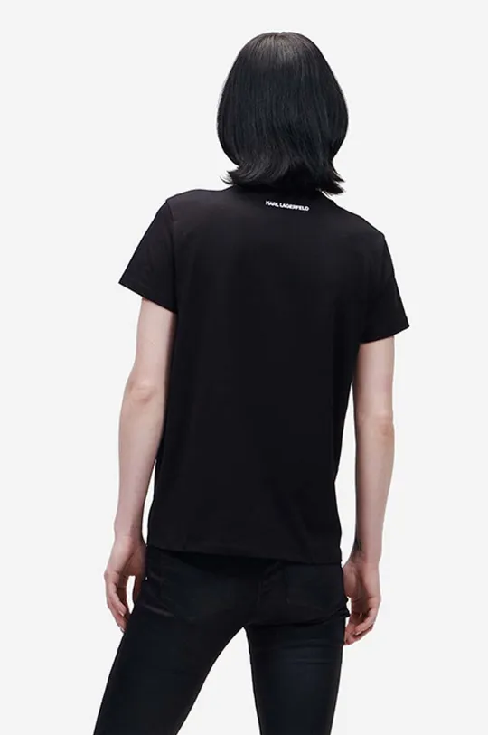 Βαμβακερό μπλουζάκι Karl Lagerfeld Elongated Zebra Logo Tee μαύρο
