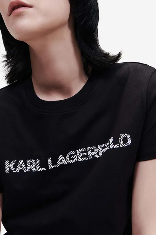 Βαμβακερό μπλουζάκι Karl Lagerfeld Elongated Zebra Logo Tee  100% Οργανικό βαμβάκι