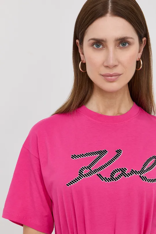 różowy Karl Lagerfeld t-shirt bawełniany 221W1705