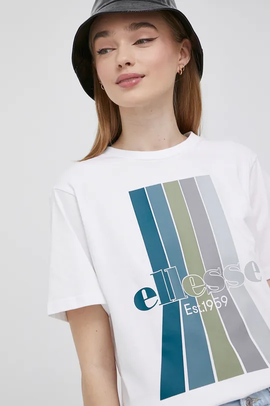 biały Ellesse t-shirt bawełniany Damski