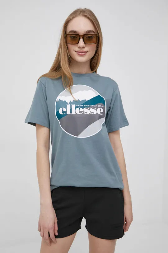 τιρκουάζ Βαμβακερό μπλουζάκι Ellesse Γυναικεία