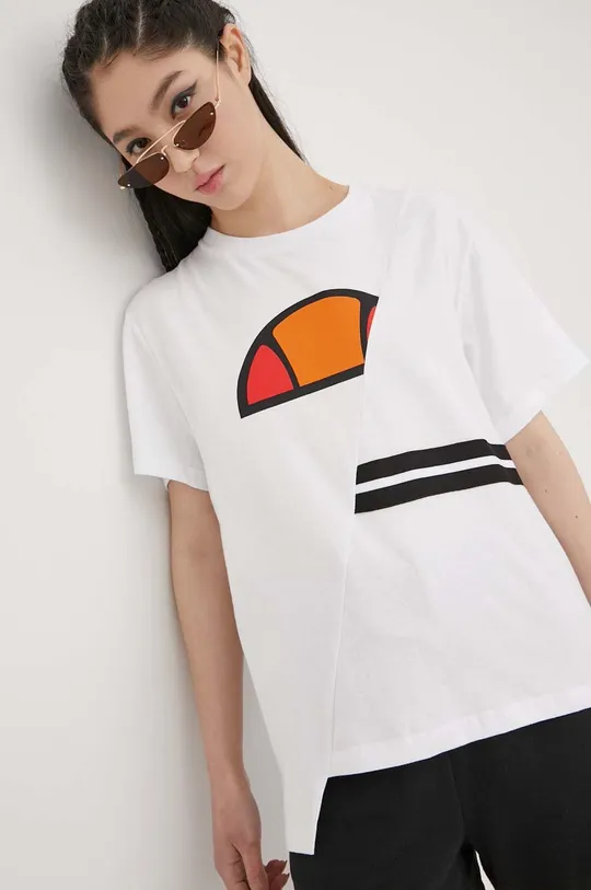 λευκό Βαμβακερό μπλουζάκι Ellesse Γυναικεία