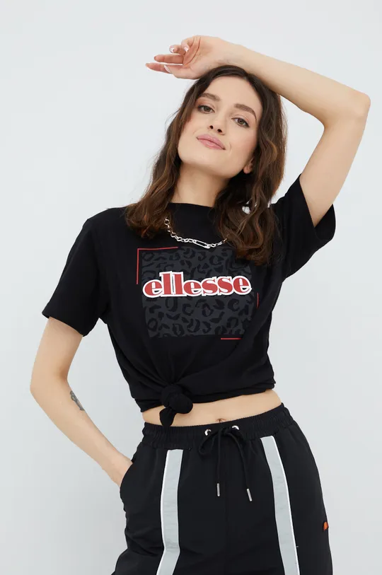 μαύρο Βαμβακερό μπλουζάκι Ellesse Γυναικεία