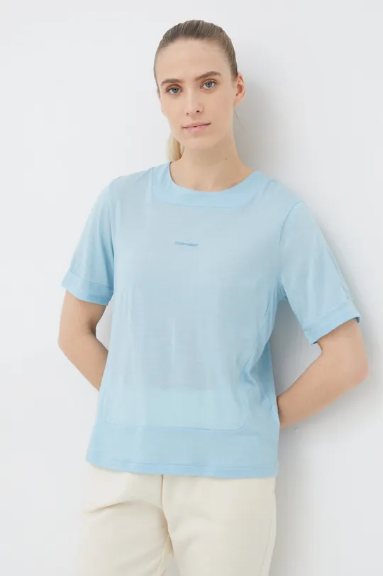 μπλε Αθλητικό μπλουζάκι Icebreaker Zoneknit Γυναικεία