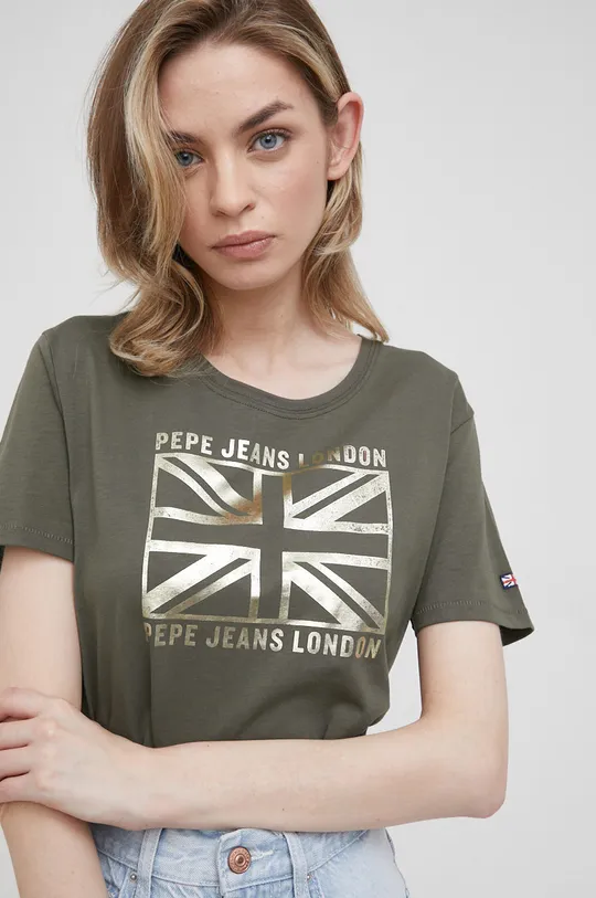 πράσινο Βαμβακερό μπλουζάκι Pepe Jeans Γυναικεία