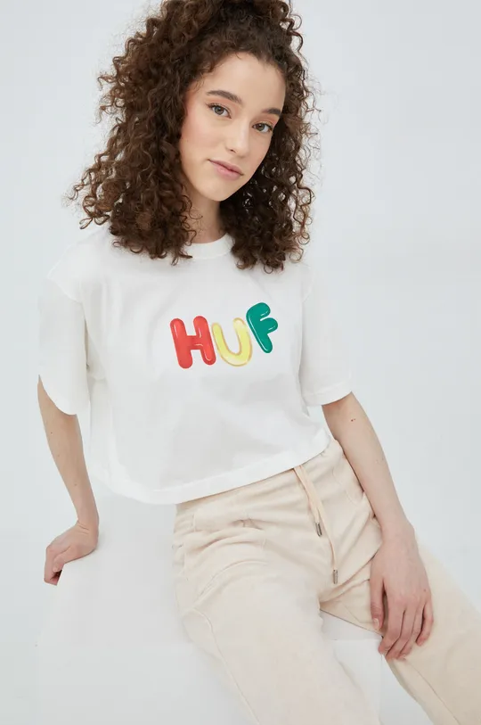 λευκό Βαμβακερό μπλουζάκι HUF Γυναικεία