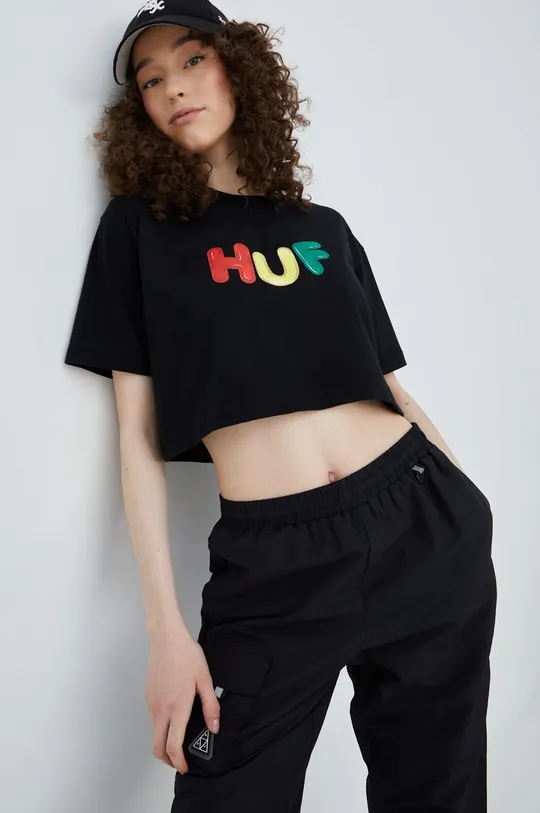 чорний Бавовняна футболка HUF