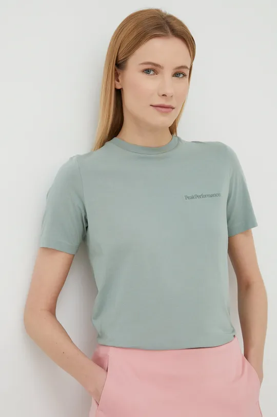 zielony Peak Performance t-shirt bawełniany Damski