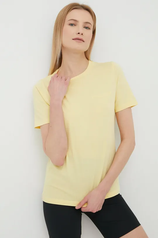 κίτρινο Βαμβακερό μπλουζάκι Peak Performance Γυναικεία