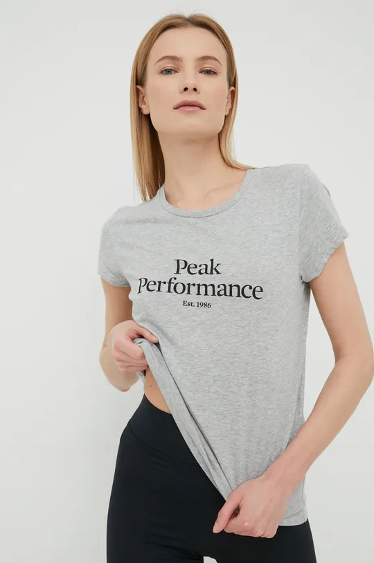 γκρί Βαμβακερό μπλουζάκι Peak Performance Γυναικεία