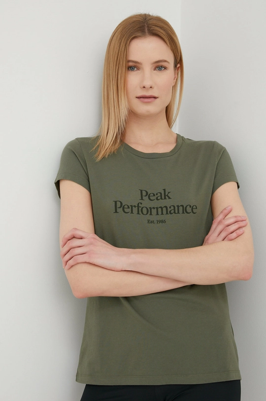 zielony Peak Performance t-shirt bawełniany