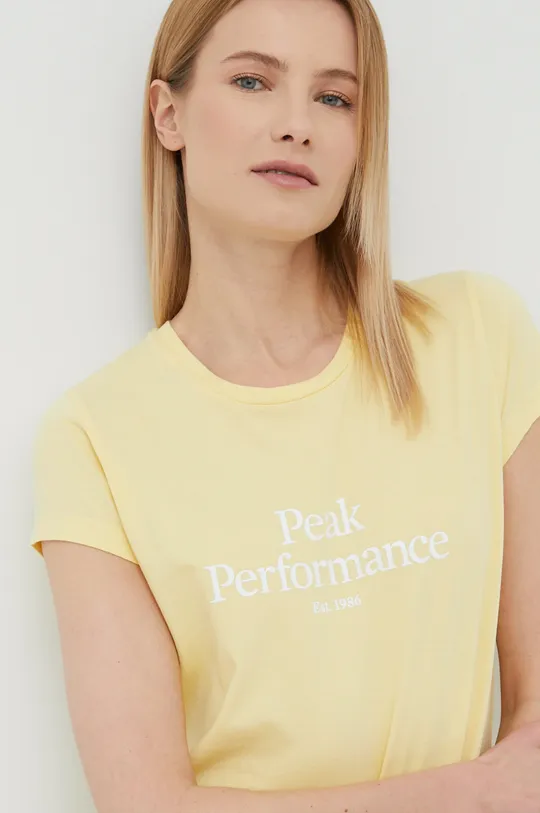 żółty Peak Performance t-shirt bawełniany
