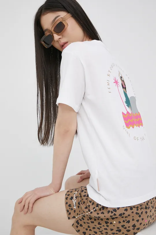 λευκό Βαμβακερό μπλουζάκι Femi Stories Γυναικεία