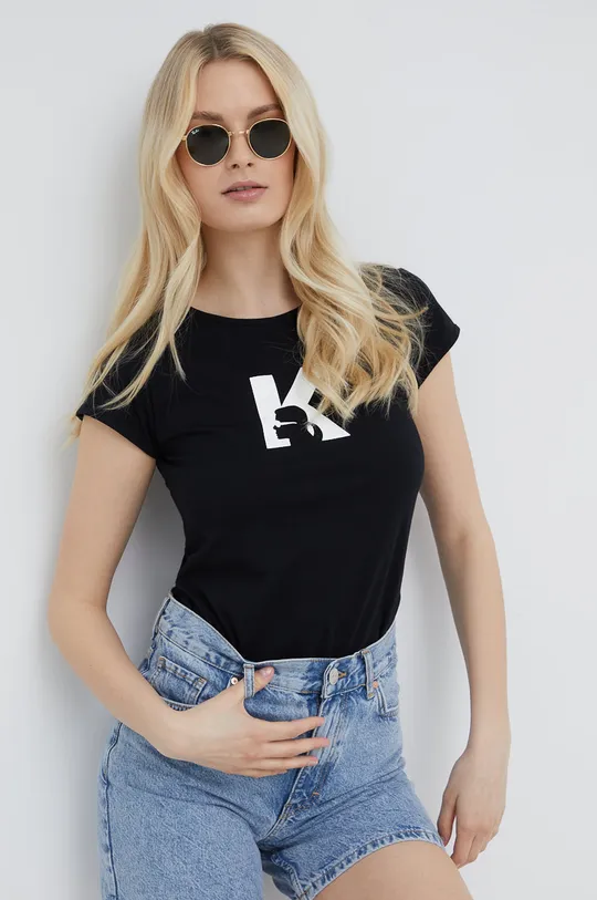 Karl Lagerfeld t-shirt bawełniany KL22WTS01 100 % Bawełna
