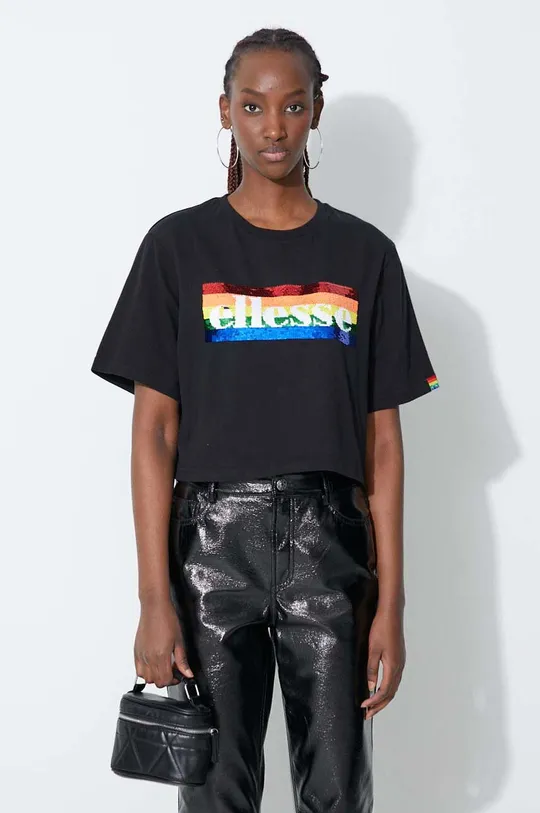 чёрный Хлопковая футболка Ellesse Rainbow pack Женский