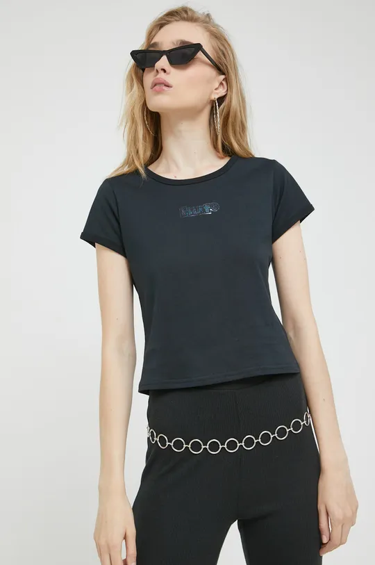 μαύρο Βαμβακερό μπλουζάκι HUF Γυναικεία