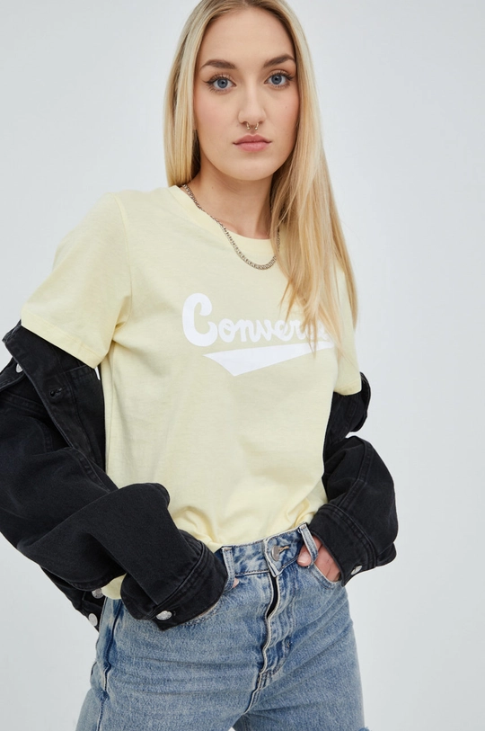 Bombažen t-shirt Converse rumena