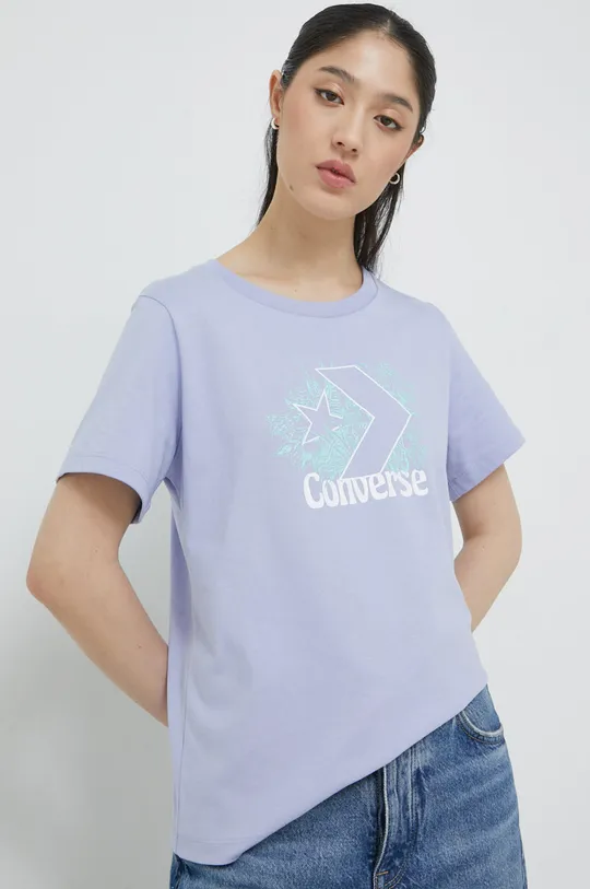 fioletowy Converse t-shirt bawełniany Damski