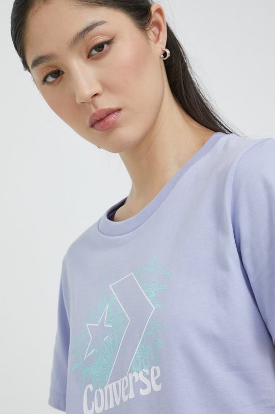 fioletowy Converse t-shirt bawełniany