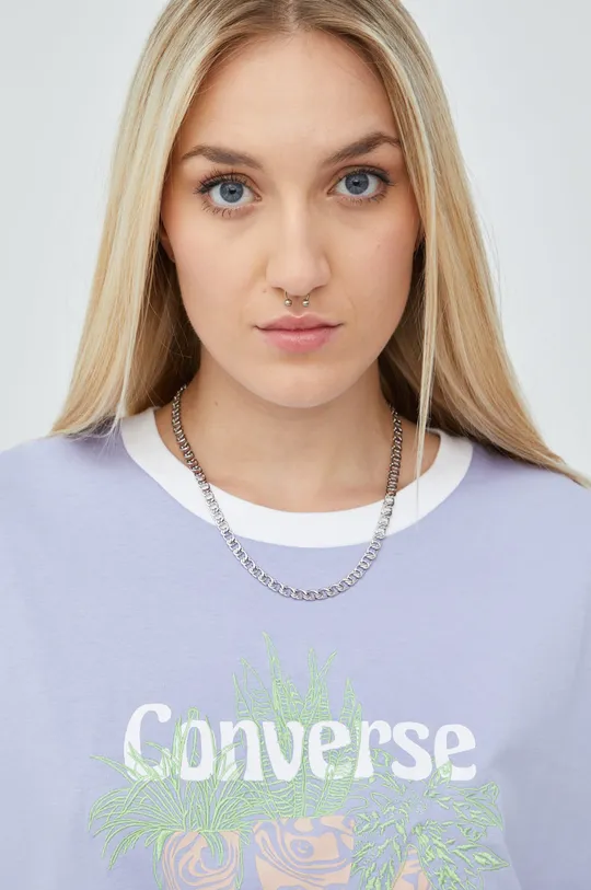 fioletowy Converse t-shirt bawełniany