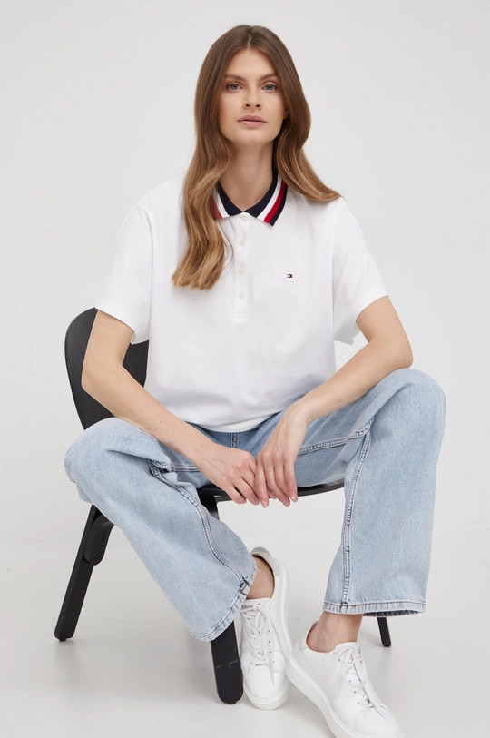 Polo tričko Tommy Hilfiger biela