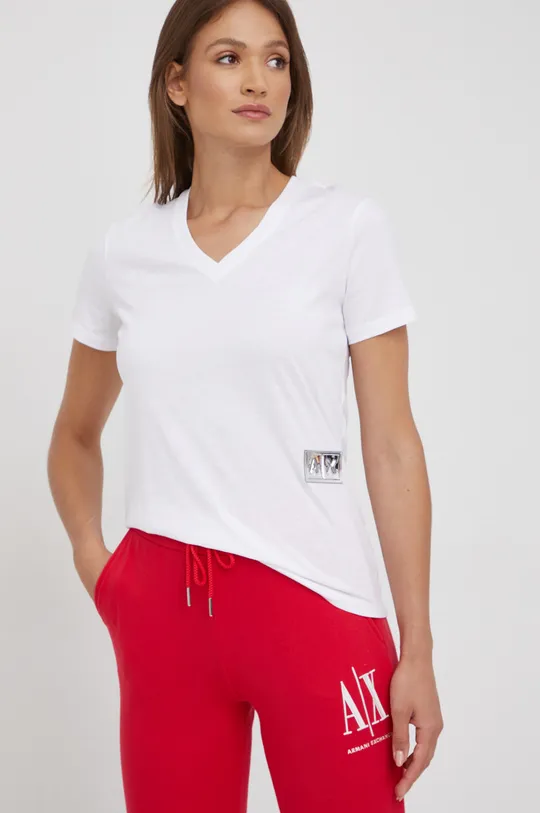 biały Armani Exchange t-shirt bawełniany 3LYTAB.YJ3RZ