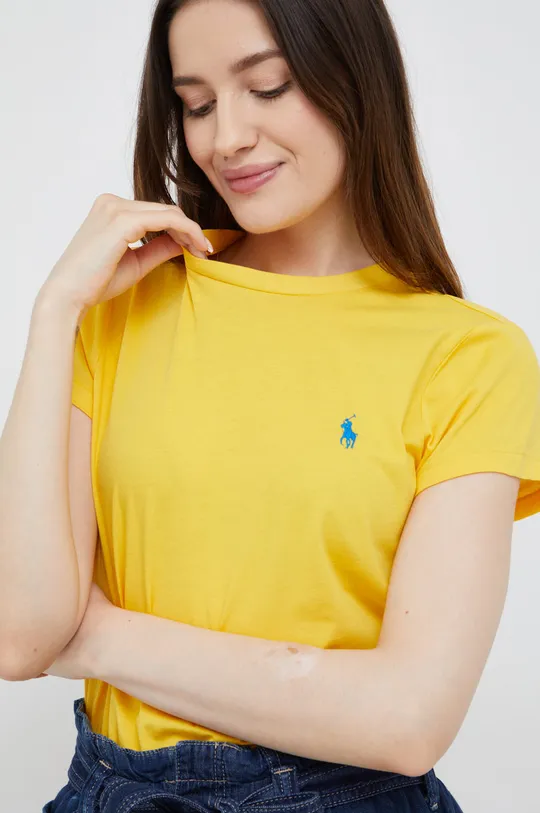 žltá Bavlnené tričko Polo Ralph Lauren Dámsky