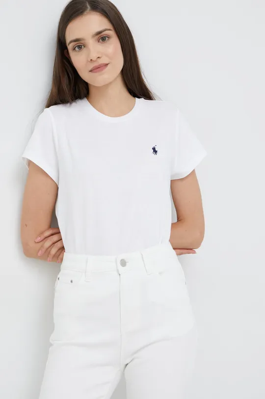 bela Bombažna kratka majica Polo Ralph Lauren Ženski