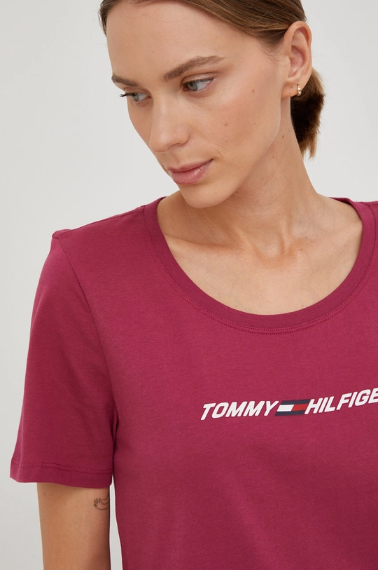 μωβ Βαμβακερό μπλουζάκι Tommy Hilfiger