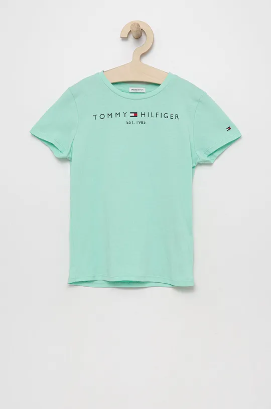 τιρκουάζ Παιδικό βαμβακερό μπλουζάκι Tommy Hilfiger Για κορίτσια