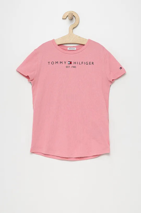 розовый Детская хлопковая футболка Tommy Hilfiger Для девочек