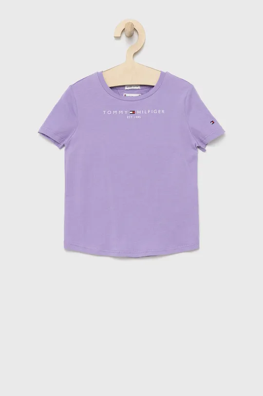 fioletowy Tommy Hilfiger t-shirt bawełniany dziecięcy Dziewczęcy