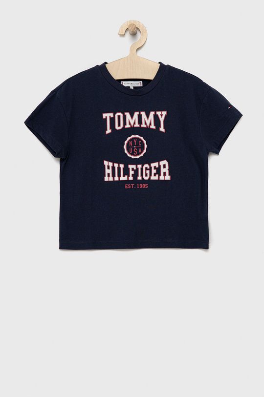 granatowy Tommy Hilfiger t-shirt dziecięcy Dziewczęcy