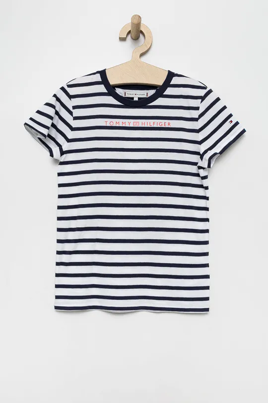 mornarsko modra Tommy Hilfiger bombažna otroška majica Dekliški
