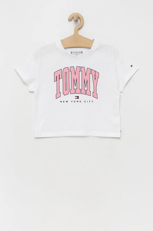 biały Tommy Hilfiger t-shirt dziecięcy Dziewczęcy