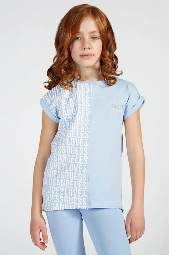 niebieski Guess T-shirt dziecięcy Dziewczęcy