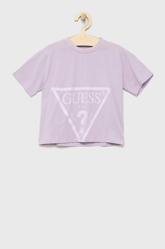 fioletowy Guess T-shirt bawełniany dziecięcy Dziewczęcy