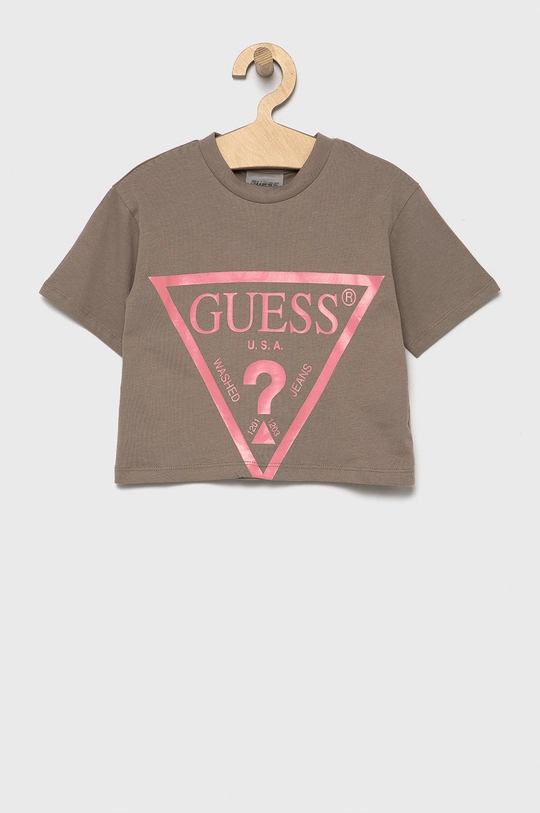 Guess T-shirt bawełniany dziecięcy beżowy