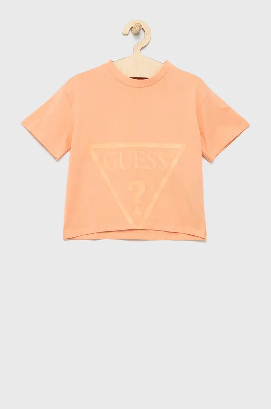 jasně oranžová Dětské bavlněné tričko Guess Dívčí