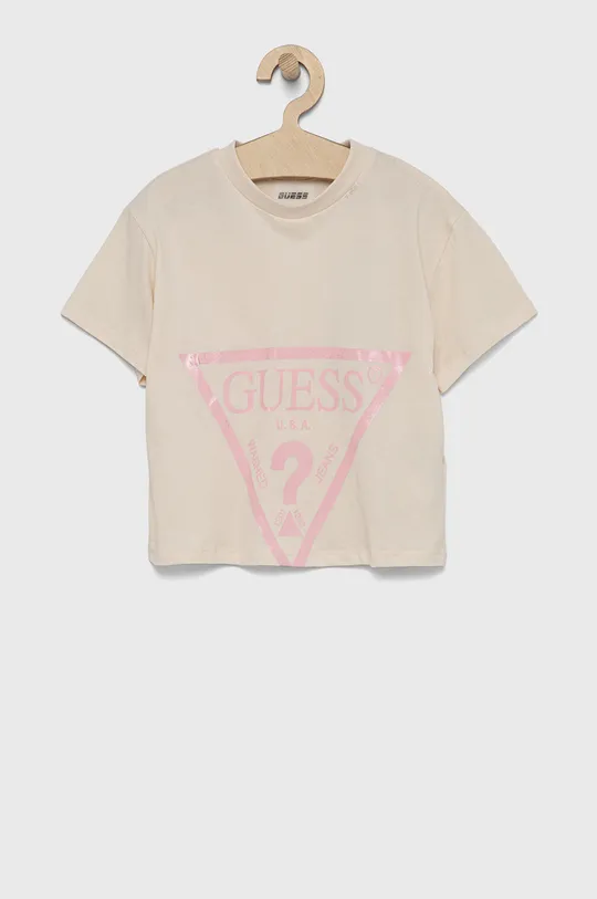 μπεζ Guess - Παιδικό βαμβακερό μπλουζάκι Για κορίτσια
