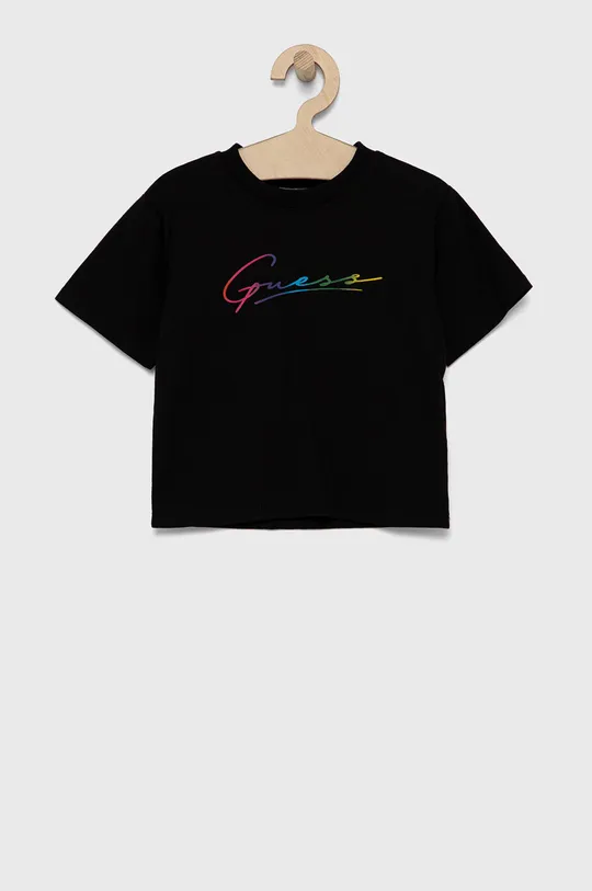 μαύρο Guess - Παιδικό βαμβακερό μπλουζάκι Για κορίτσια