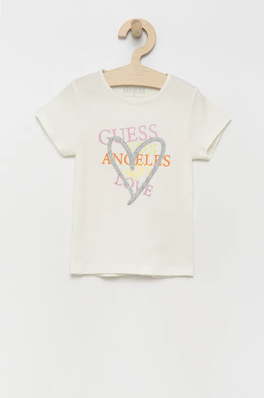 biały Guess - T-shirt bawełniany dziecięcy Dziewczęcy