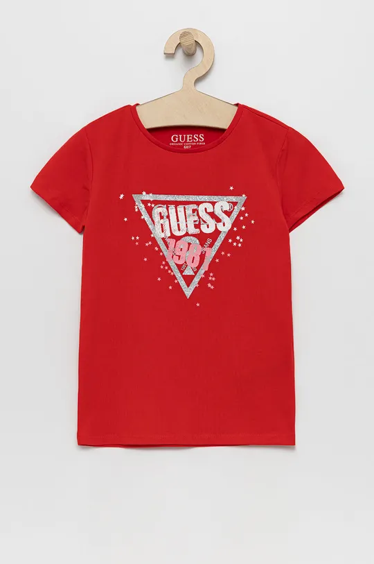 czerwony Guess T-shirt dziecięcy Dziewczęcy